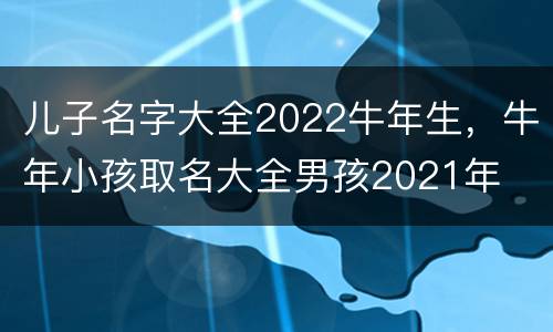 儿子名字大全2022牛年生，牛年小孩取名大全男孩2021年
