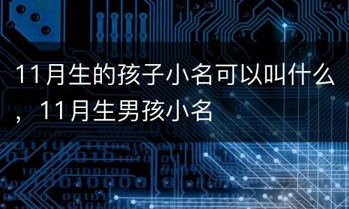 11月生的孩子小名可以叫什么，11月生男孩小名