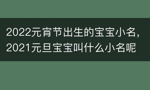 2022元宵节出生的宝宝小名，2021元旦宝宝叫什么小名呢