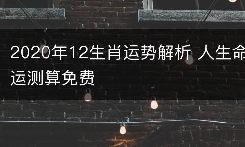 2020年12生肖运势解析 人生命运测算免费