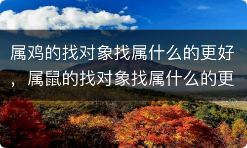 属鸡的找对象找属什么的更好，属鼠的找对象找属什么的更好