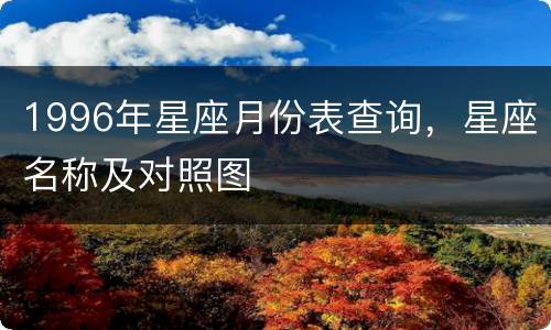 1996年星座月份表查询，星座名称及对照图
