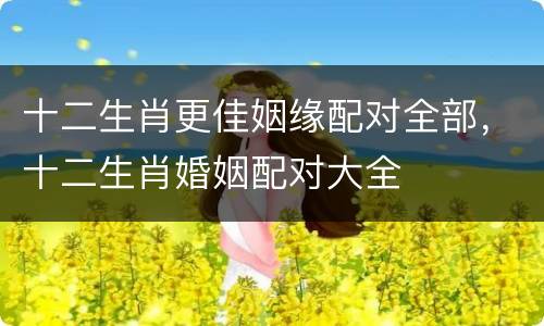 十二生肖更佳姻缘配对全部，十二生肖婚姻配对大全