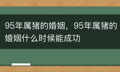 95年属猪的婚姻，95年属猪的婚姻什么时候能成功