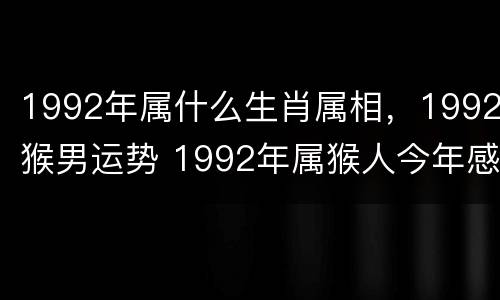 1992年属什么生肖属相，1992猴男运势 1992年属猴人今年感情运势