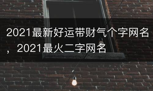 2021最新好运带财气个字网名，2021最火二字网名