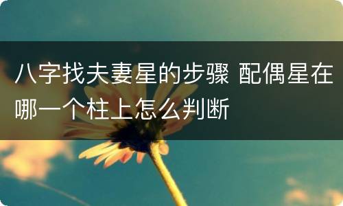 八字找夫妻星的步骤 配偶星在哪一个柱上怎么判断