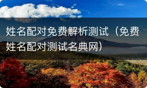 姓名配对免费解析测试（免费姓名配对测试名典网）