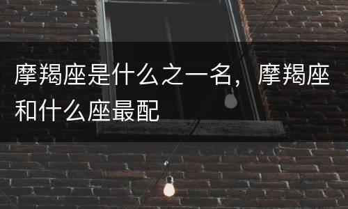 摩羯座是什么之一名，摩羯座和什么座最配