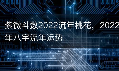 紫微斗数2022流年桃花，2022年八字流年运势