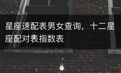 星座速配表男女查询，十二星座配对表指数表