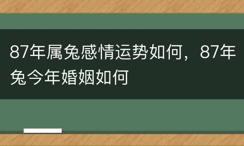 87年属兔感情运势如何，87年兔今年婚姻如何