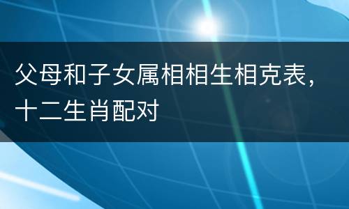 父母和子女属相相生相克表，十二生肖配对