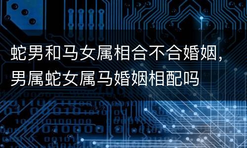 蛇男和马女属相合不合婚姻，男属蛇女属马婚姻相配吗