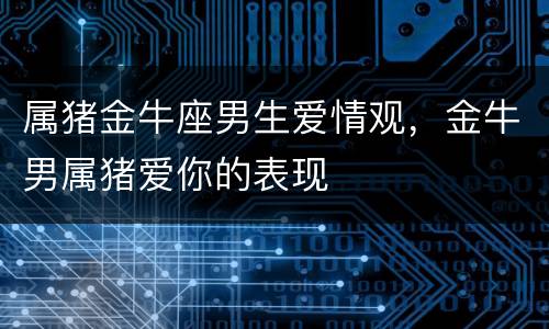 属猪金牛座男生爱情观，金牛男属猪爱你的表现