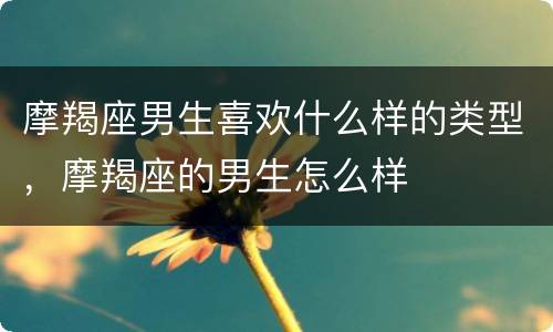 摩羯座男生喜欢什么样的类型，摩羯座的男生怎么样