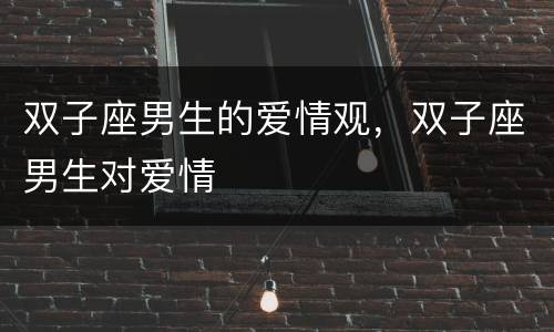 双子座男生的爱情观，双子座男生对爱情