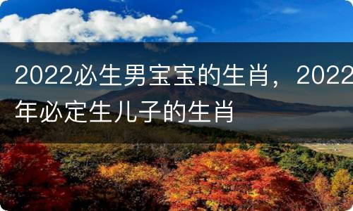2022必生男宝宝的生肖，2022年必定生儿子的生肖
