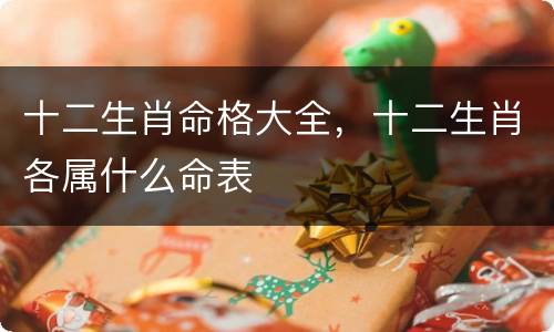 十二生肖命格大全，十二生肖各属什么命表