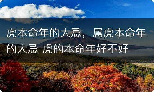 虎本命年的大忌，属虎本命年的大忌 虎的本命年好不好