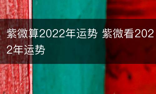 紫微算2022年运势 紫微看2022年运势