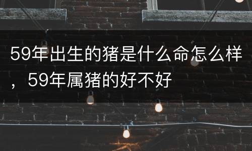 59年出生的猪是什么命怎么样，59年属猪的好不好