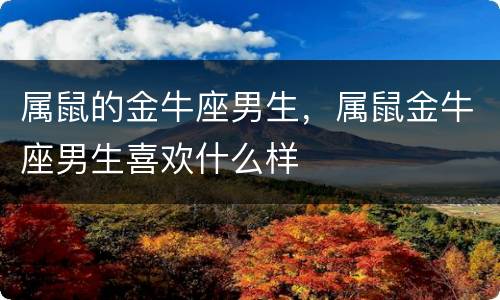 属鼠的金牛座男生，属鼠金牛座男生喜欢什么样