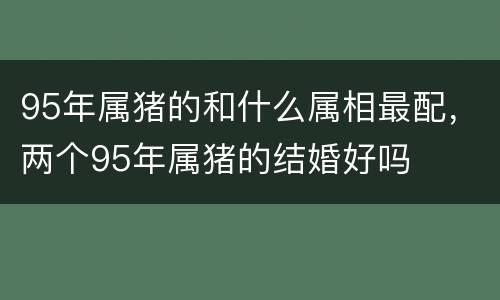 95年属猪的和什么属相最配，两个95年属猪的结婚好吗