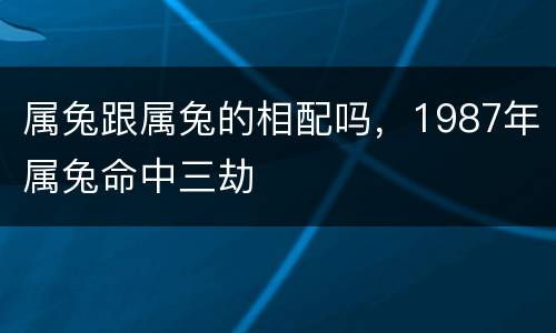属兔跟属兔的相配吗，1987年属兔命中三劫