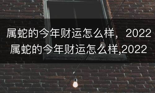 属蛇的今年财运怎么样，2022 属蛇的今年财运怎么样,2022年