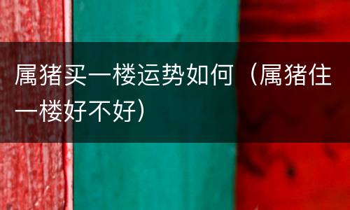 属猪买一楼运势如何（属猪住一楼好不好）