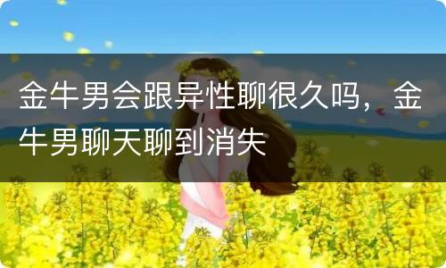 金牛男会跟异性聊很久吗，金牛男聊天聊到消失