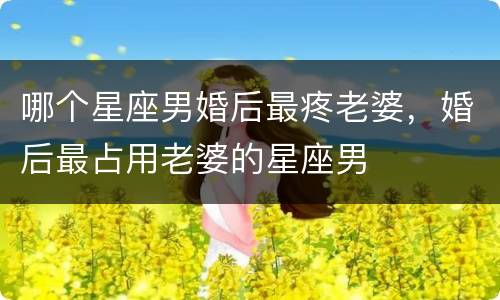 哪个星座男婚后最疼老婆，婚后最占用老婆的星座男