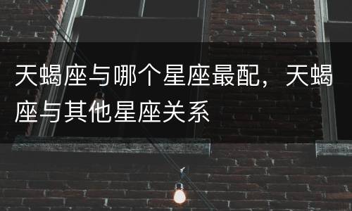 天蝎座与哪个星座最配，天蝎座与其他星座关系