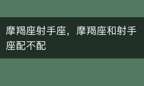 摩羯座射手座，摩羯座和射手座配不配
