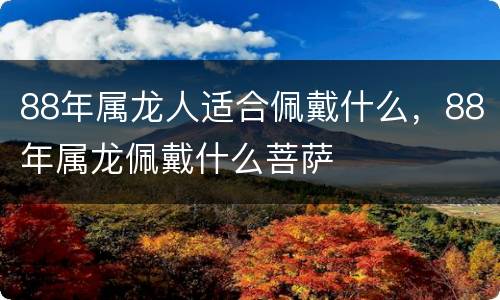 88年属龙人适合佩戴什么，88年属龙佩戴什么菩萨