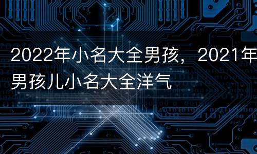 2022年小名大全男孩，2021年男孩儿小名大全洋气