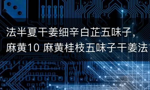 法半夏干姜细辛白芷五味子，麻黄10 麻黄桂枝五味子干姜法半夏炙甘草地