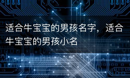 适合牛宝宝的男孩名字，适合牛宝宝的男孩小名