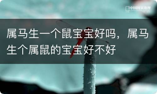 属马生一个鼠宝宝好吗，属马生个属鼠的宝宝好不好