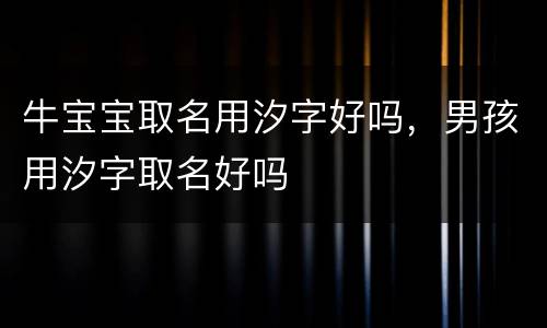 牛宝宝取名用汐字好吗，男孩用汐字取名好吗