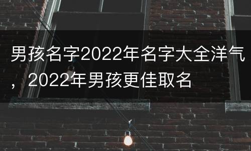 男孩名字2022年名字大全洋气，2022年男孩更佳取名
