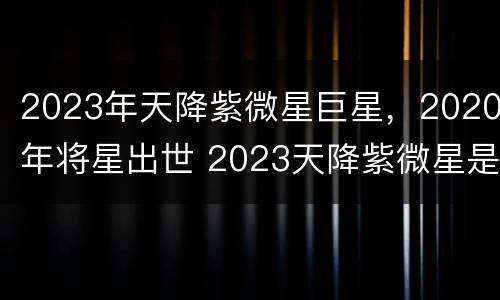 2023年天降紫微星巨星，2020年将星出世 2023天降紫微星是谁