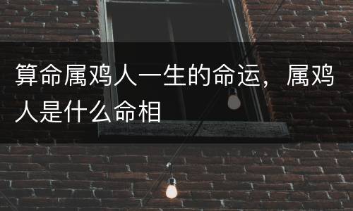 算命属鸡人一生的命运，属鸡人是什么命相