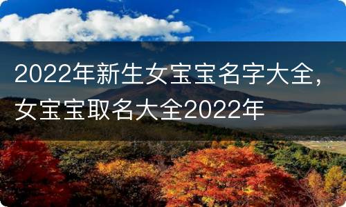 2022年新生女宝宝名字大全，女宝宝取名大全2022年