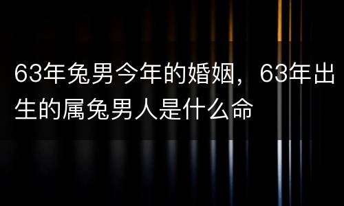 63年兔男今年的婚姻，63年出生的属兔男人是什么命