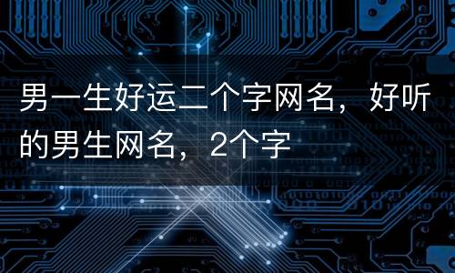 男一生好运二个字网名，好听的男生网名，2个字