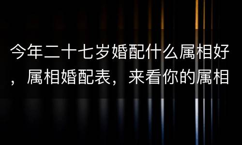 今年二十七岁婚配什么属相好，属相婚配表，来看你的属相配什么最好