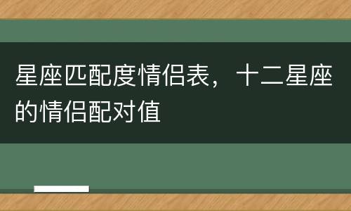 星座匹配度情侣表，十二星座的情侣配对值
