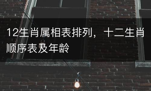 12生肖属相表排列，十二生肖顺序表及年龄